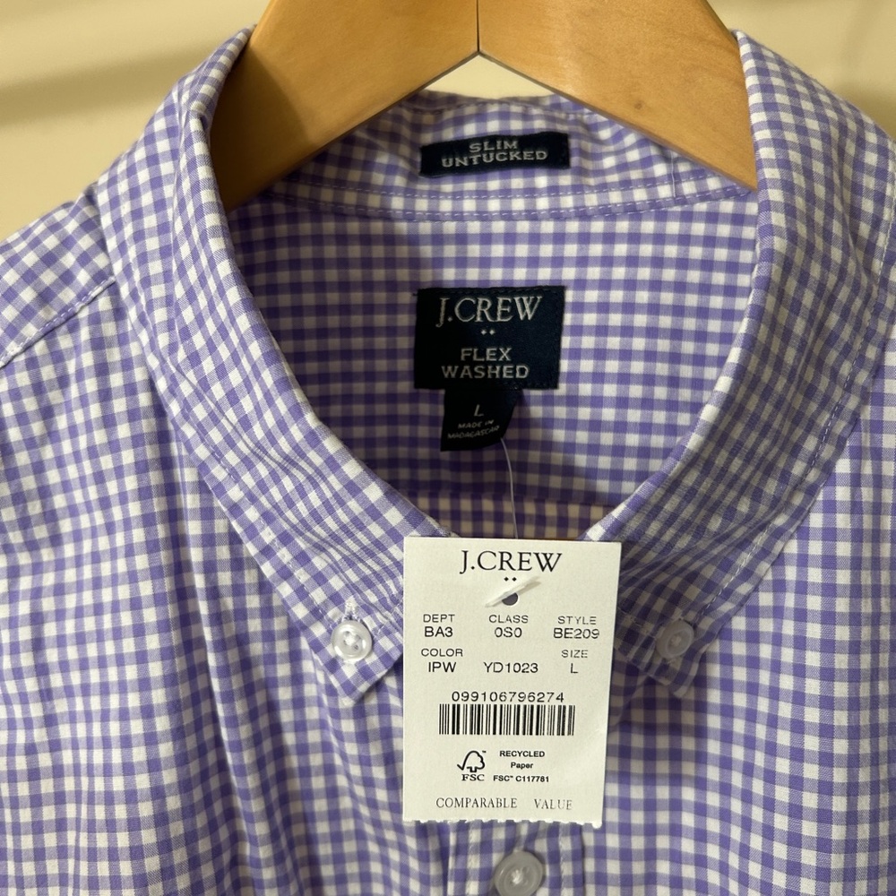 J. Crew NWT Men's Lavender Checkered Button Down Shirt
